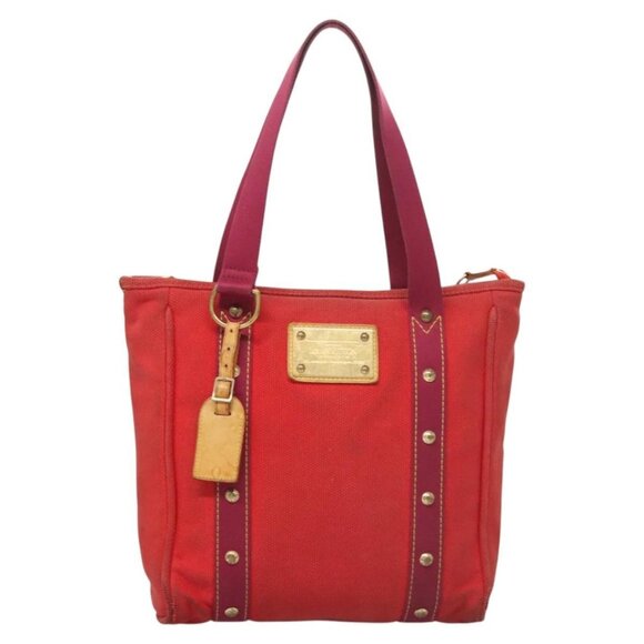 LOUIS VUITTON Antigua Cabas MM Tote Bag Red M40034 LV Auth BA1930 - Picture 2 of 16